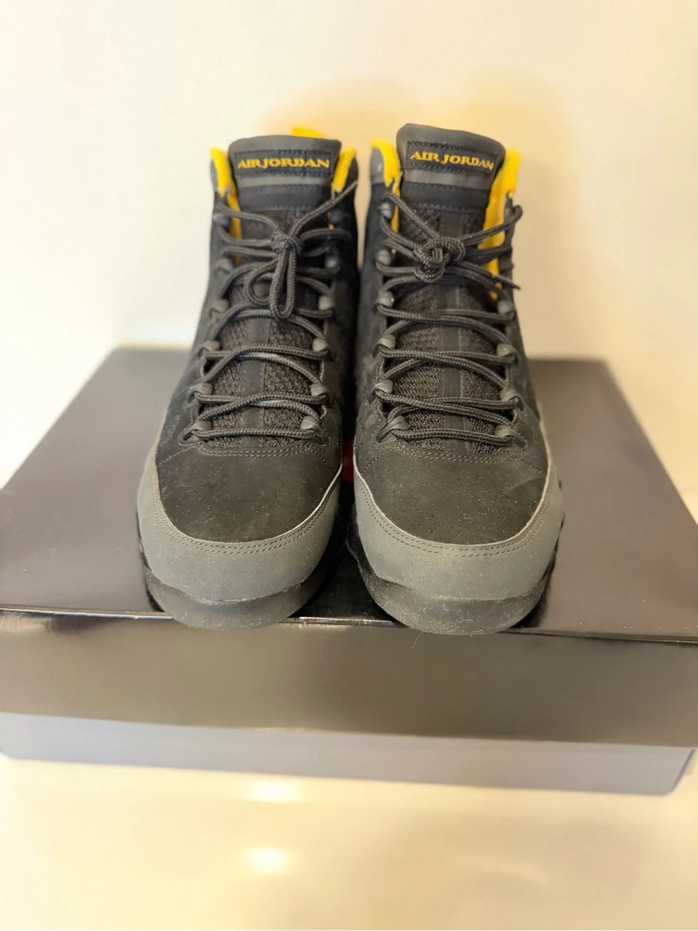 Size 10 - Air Jordan 9 Retro Dark Charcoal University Gold (CT8019-070) Clean